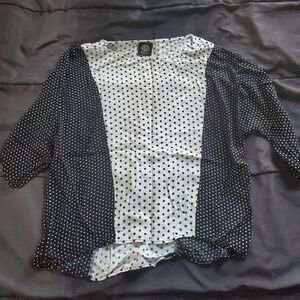 women med black white polka dot top
